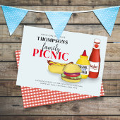 バーベキューカジュアルピクニックファミリー懇親会ハンバーガー 招待状