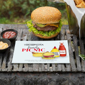 バーベキューカジュアルピクニックファミリー懇親会ハンバーガー 招待状