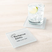 バーベキューキング追加ネーム文字メンズキッチンベーカリー ガラスコースター (アングル)