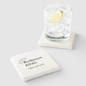 バーベキューキング追加ネーム文字メンズキッチンベーカリー ストーンコースター (横)