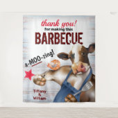 バーベキュークックアウトカウグリリング海老の背景 タペストリー (正面)