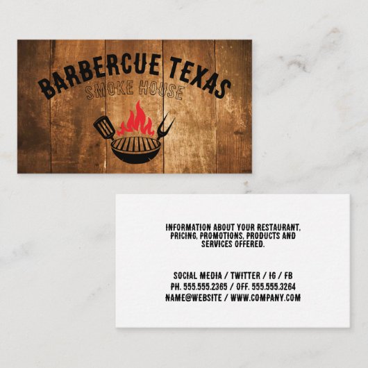 バーベキューグリルファイアロゴ |レストラン 名刺 (正面/裏面)