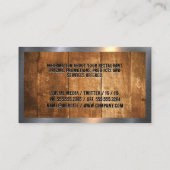 バーベキューグリルファイアロゴ |木材と金属 名刺 (裏面)