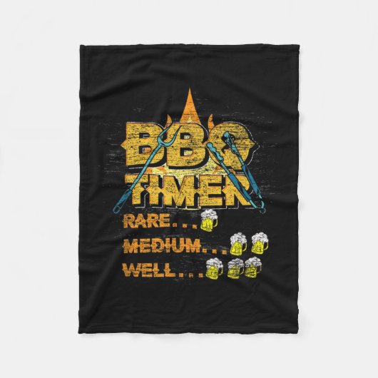 バーベキューグリルマスター飲ビールグリラー肉ステーキ フリースブランケット (正面)