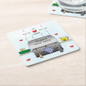 バーベキューグリル婚約パーティ スクエアペーパーコースター (アングル)