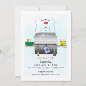 バーベキューグリル引っ越し祝いパーティーパーティー 招待状 (正面)