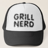 バーベキューシェフのためのおもしろトラッカーズハット Grill Nerd キャップ (正面)
