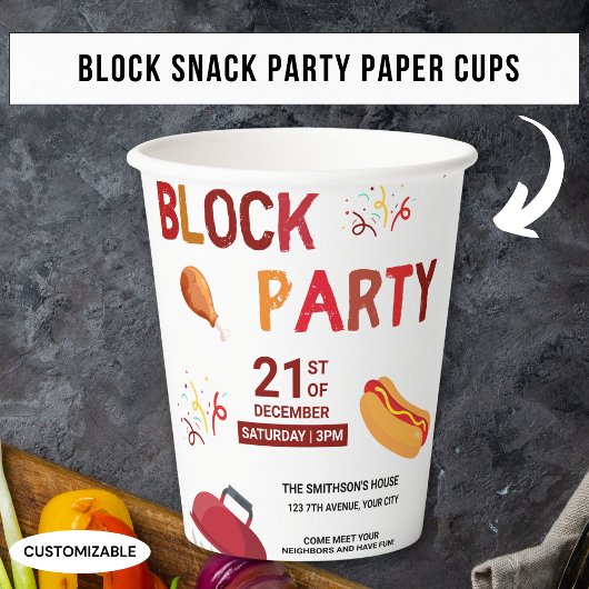 バーベキュースナックピクニックおもしろい周辺ブロックパーティー 紙コップ