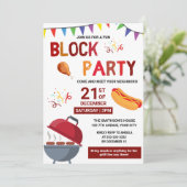 バーベキュースナックピクニックおもしろい近隣ブロックパーティー 招待状 (スタンド正面)