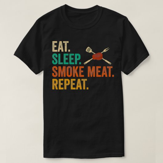 バーベキュースモークミートBBQ Tシャツ (デザイン正面)