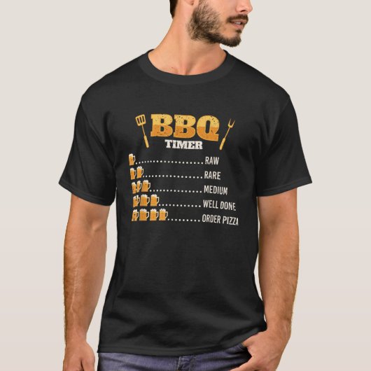 バーベキュータイマービール飲みグリル焼きバーベキュー Tシャツ (正面)
