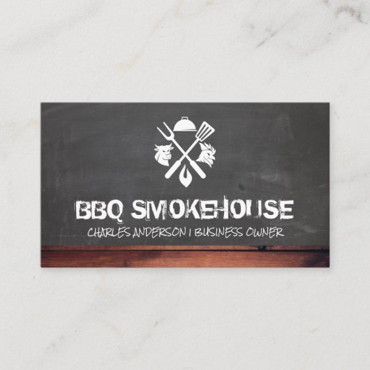 バーベキューツールビーフアキリ |黒板ウッドトリム 名刺 (正面)