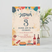 バーベキューテーマIカスタムフォトバースデーパーティー 招待状 (スタンド正面)