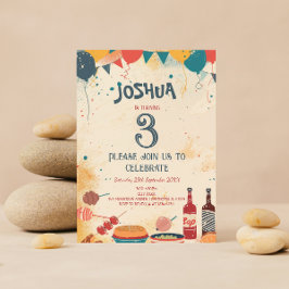 バーベキューテーマIカスタムフォトバースデーパーティー 招待状