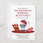バーベキューネイバッドおもしろいブロックパーティー 招待状 (正面)