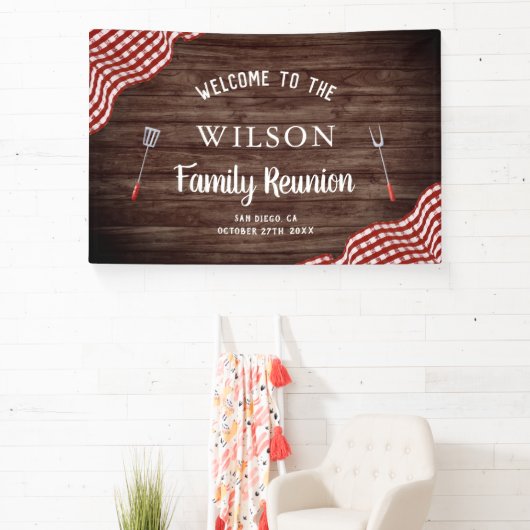 バーベキューバックヤードBBQピクニックファミリー懇親会 横断幕 (インサイチュ)