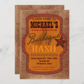 バーベキューバッシュ招待状-西部またはテキサス州スタイル 招待状 (正面/裏面)