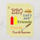 バーベキューバーベキューパーティー 招待状 (正面/裏面)