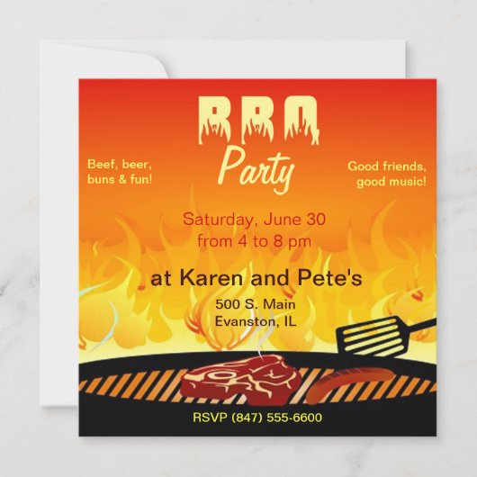 バーベキューパーティの招待状 招待状 (正面)
