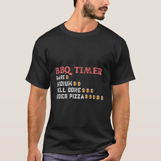 バーベキュービール飲みおもしろいタイマーBarbecue Pitmaster D Tシャツ (正面)