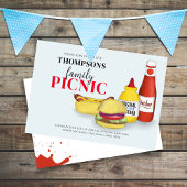 バーベキューファミリー懇親会カジュアルピクニックハンバーガー 招待状