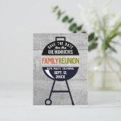 バーベキューファミリー懇親会日付ポストカードの保存 ポストカード (スタンド正面)
