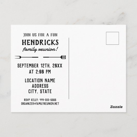 バーベキューファミリー懇親会日付ポストカードの保存 ポストカード (裏面)