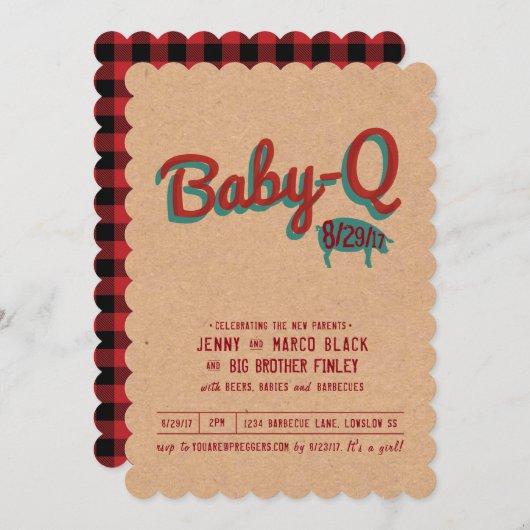 バーベキューベビーシャワー招待状 招待状 (正面/裏面)