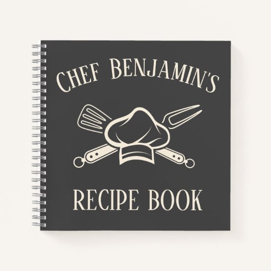 バーベキューレシピ名前をカスタムするシェフハットBBQ ノートブック (正面)