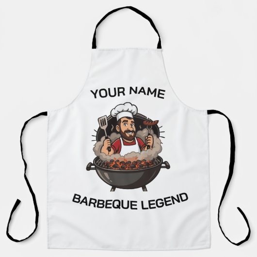 バーベキューレジェンド | 名前入りBBQシェフ エプロン (正面)