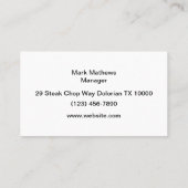 バーベキューレストランとグリルビジネスカード 名刺 (裏面)