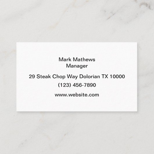 バーベキューレストランとグリルビジネスカード 名刺 (裏面)