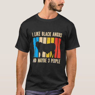 バーベキューレトロ私はブラックアンガスと多分3のフンが好き Tシャツ