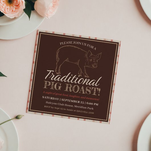 バーベキュー伝統的ピグロースト 招待状