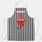 バーベキュー垂直ストライプ#2 DIYカラー白黒 エプロン (正面)
