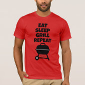 バーベキュー好きなシェフや料理人のための「Eat Sleep Grill Repeat」Tシャツ Tシャツ (正面)