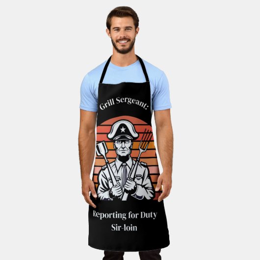 バーベキュー巡査部長をグリル エプロン (着用した状態)