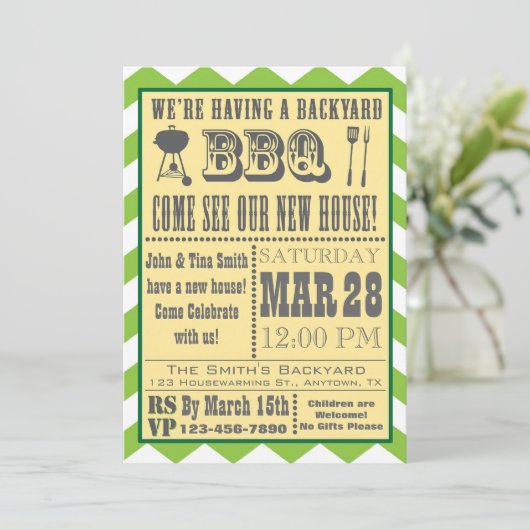 バーベキュー引っ越し祝いパーティー招待状 招待状 (スタンド正面)