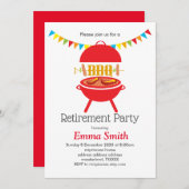 バーベキュー引退パーティー、バーベキュー、 BBQ グリル 招待状 (正面/裏面)