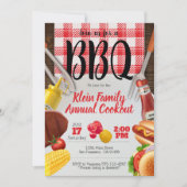 バーベキュー招待状またはピクニック招待状のためのクックアウト 招待状 (正面)