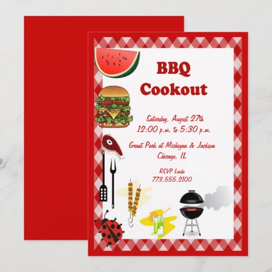 バーベキュー招待 招待状 (正面/裏面)