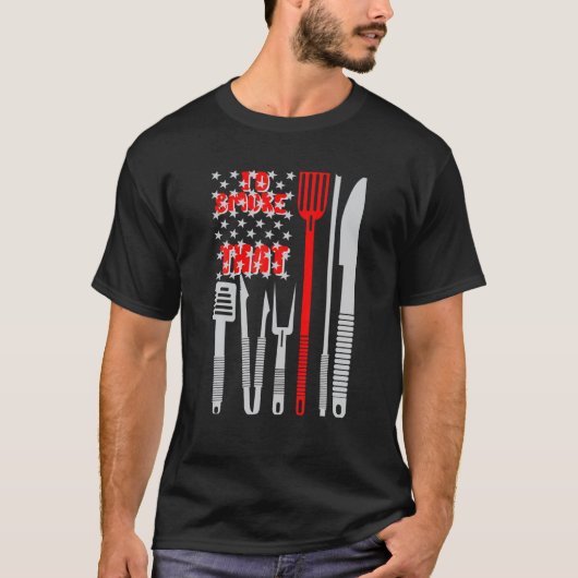 バーベキュー旗その愛国的なパパグリルAccを吸う Tシャツ (正面)