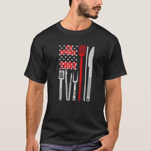 バーベキュー旗その愛国的なパパグリルAccを吸う Tシャツ (正面)