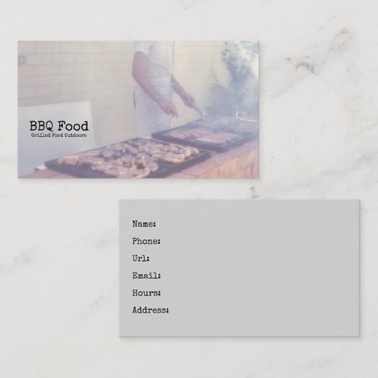 バーベキュー焼き食べ物サマーアウトドア 名刺 (正面/裏面)