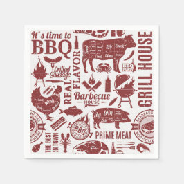 バーベキュー紙ナプキン、BBQグリルパーティー用品 スタンダードカクテルナプキン