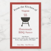 バーベキュー素朴ソースBBQボトルラベルシール ワインラベル (シングルラベル)