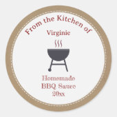 バーベキュー素朴ソースBBQラベルシール ラウンドシール (正面)