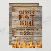 バーベキュー誕生日ウッドスモキンホットバーベキュー 招待状 (正面/裏面)