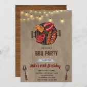 バーベキュー誕生日パーティーの招待状 招待状 (正面/裏面)