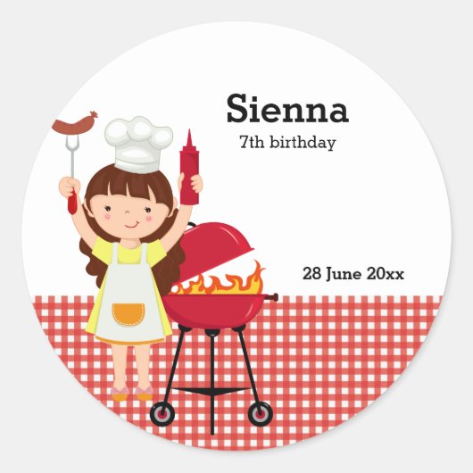 バーベキュー誕生日パーティー ラウンドシール (正面)